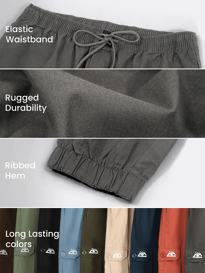 Metal Grey Cotton Cargo Joggers | Beyoung