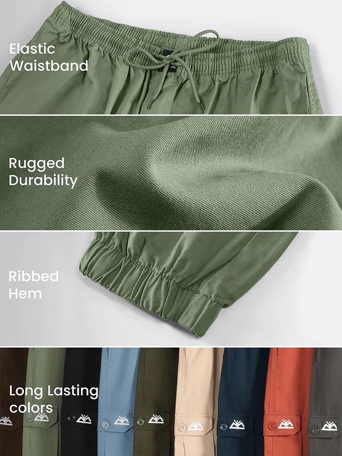 Sage Green Cotton Cargo Joggers