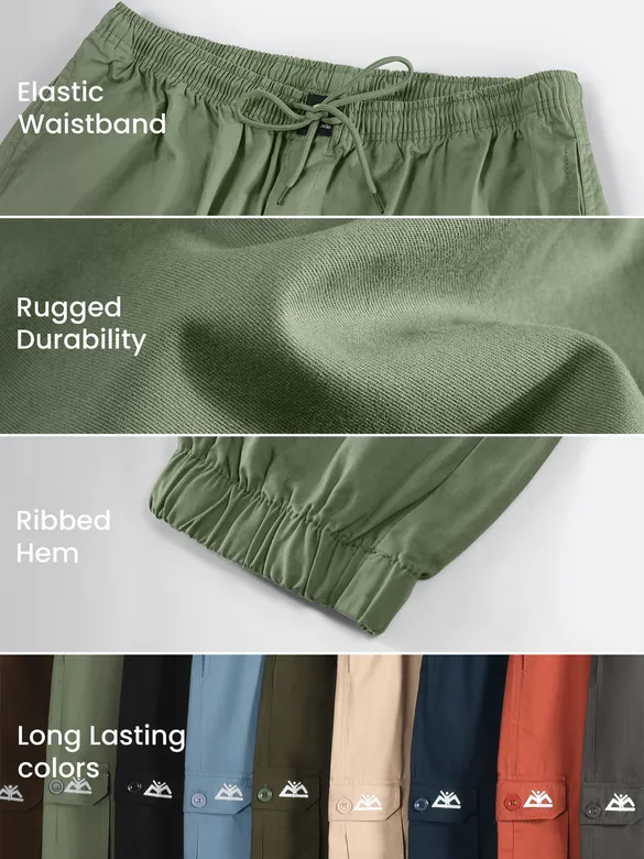 Sage Green Cotton Cargo Joggers