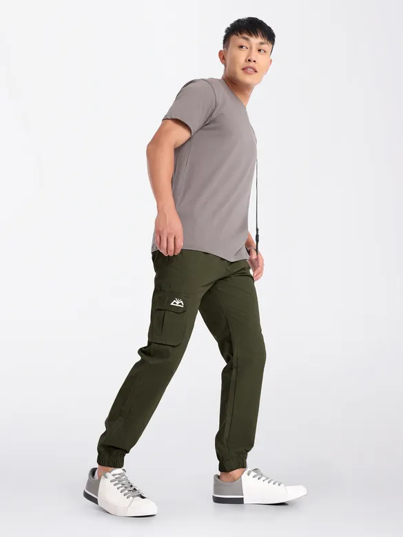 Buy Army Green Cotton Cargo Joggers