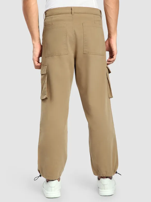 Beige Statement Cargo Pants