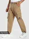 Beige Statement Cargo Pants