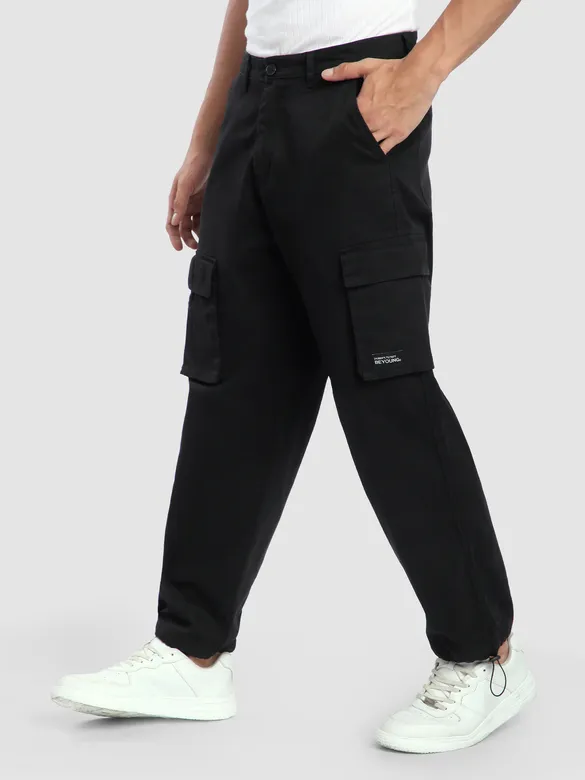 Black Statement Cargo Pants