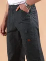 Black Striped Patch Pocket Cargo Trousers