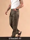 Brown Striped Patch Pocket Cargo Trousers