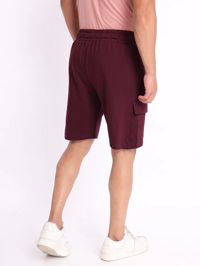 Burgundy Knitted Shorts for Men