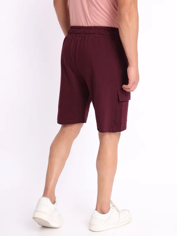 Burgundy Knitted Shorts for Men