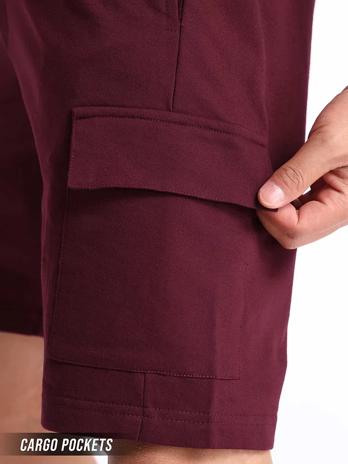 Burgundy Knitted Shorts for Men