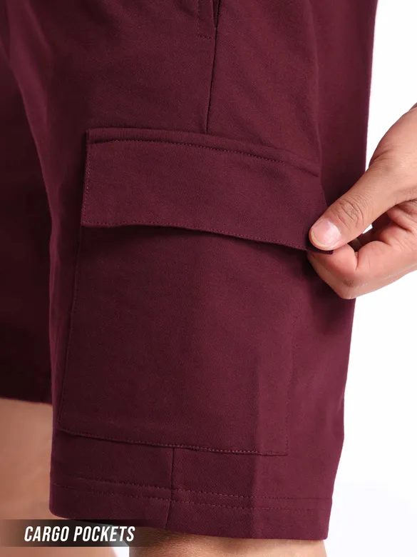Burgundy Knitted Shorts for Men