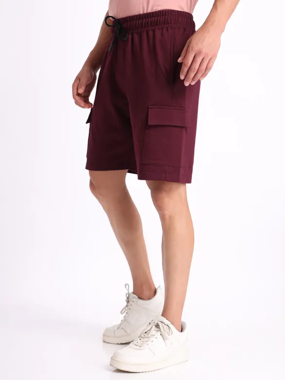 Burgundy Knitted Shorts for Men