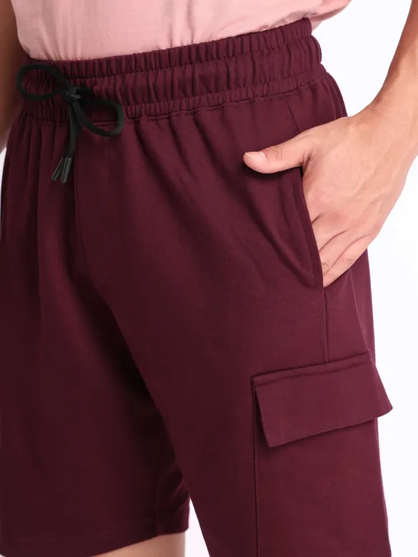 Burgundy Knitted Shorts for Men