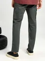Matte Grey Solid Cargo Pants For Men