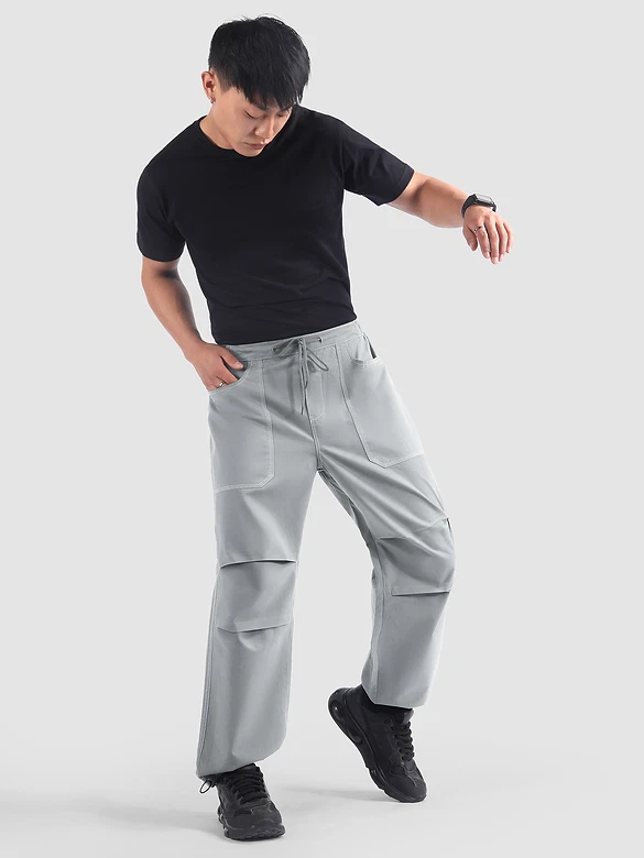 Smoke Grey Double Pleated Cargos