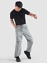 Smoke Grey Double Pleated Cargos