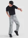 Smoke Grey Double Pleated Cargos