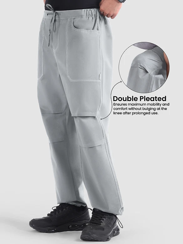 Smoke Grey Double Pleated Cargos