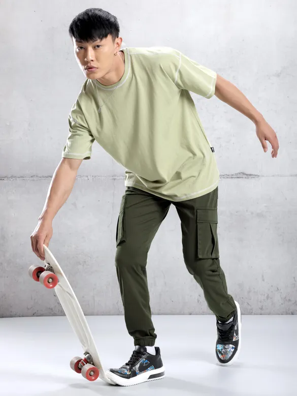 Crocodile Green Cargo Jogger Pants for Men