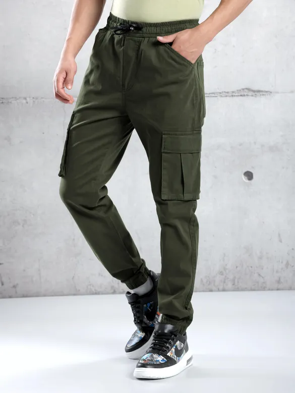Crocodile Green Cargo Jogger Pants for Men