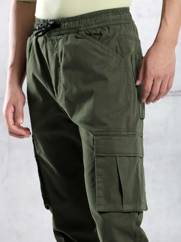 Crocodile Green Cargo Jogger Pants for Men