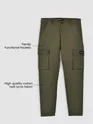 Crocodile Green Solid Cargo Pants for Men
