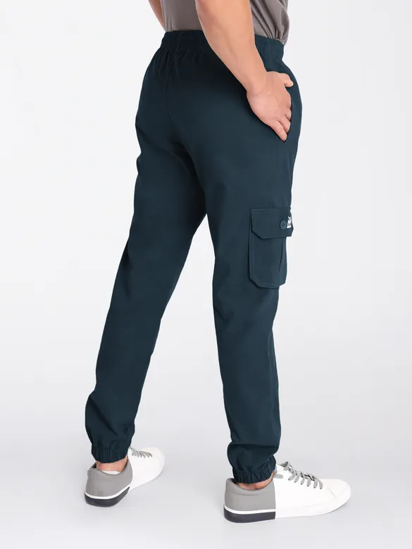 Dark Blue Cotton Cargo Joggers