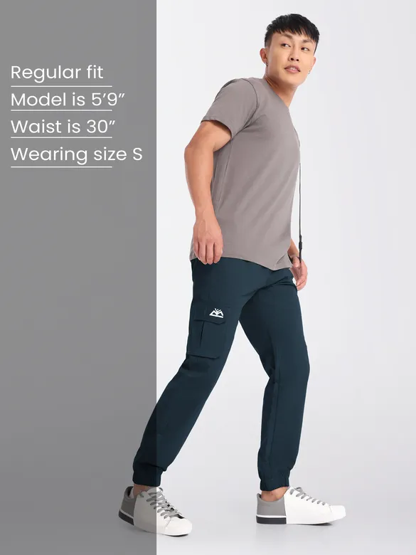 Dark Blue Cotton Cargo Joggers