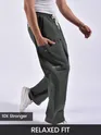 man wearing premium cotton cargo pants, 