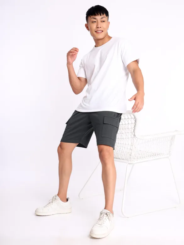 Dark Grey Knitted Shorts for Men
