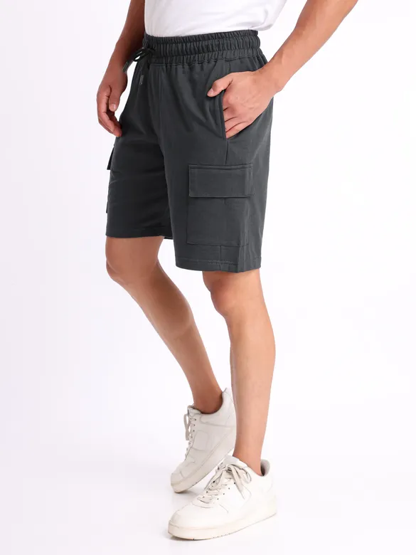 Dark Grey Knitted Shorts for Men