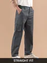 Dark Grey Striped Side Elasticated Cargo Trousers