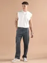 Dark Grey Striped Side Elasticated Cargo Trousers