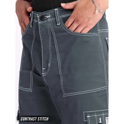 Ice Blue Grey Cargo Pants for Men