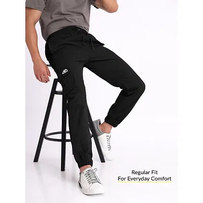 Jet Black Cargo Mens Jogger Pants