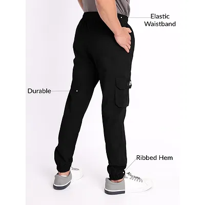 Jet Black Cargo Mens Jogger Pants