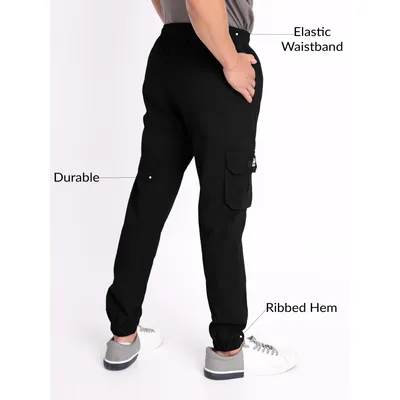 Jet Black Cargo Mens Jogger Pants