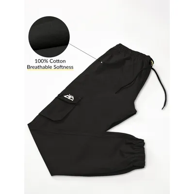 Jet Black Cargo Mens Jogger Pants
