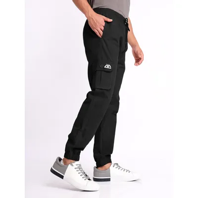 Jet Black Cargo Mens Jogger Pants