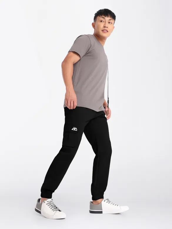 Buy Jet Black Cotton Cargo Joggers