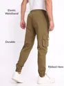 Khaki Brown Cotton Cargo Joggers