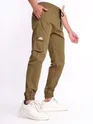 Khaki Brown Cotton Cargo Joggers