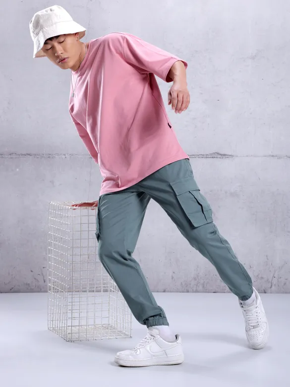 Light Blue Cargo Jogger Pants for Men