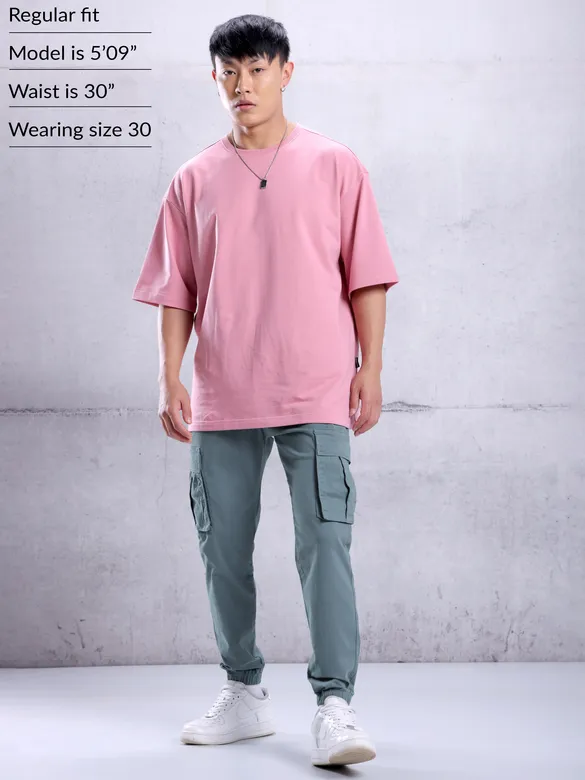 Light Blue Cargo Jogger Pants for Men
