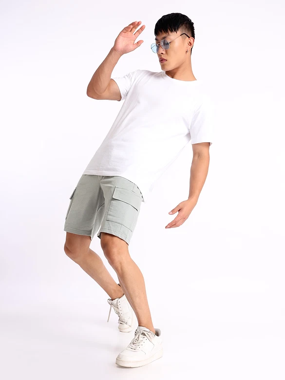 Light Grey Knitted Shorts for Men
