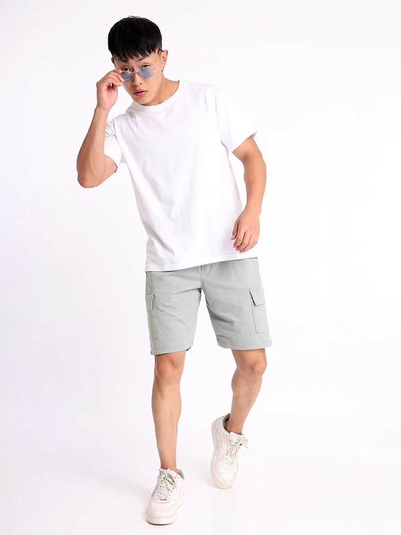 Light Grey Knitted Shorts for Men