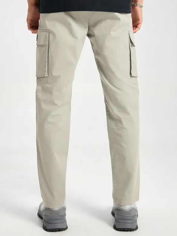 Pale Grey Solid Cargo Pants for Men