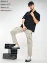 Pale Grey Solid Cargo Pants for Men