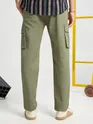 Pale Olive Solid Cargo Pants for Men