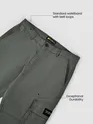 Matte Grey Solid Cargo Pants For Men