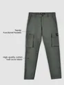 Matte Grey Solid Cargo Pants For Men