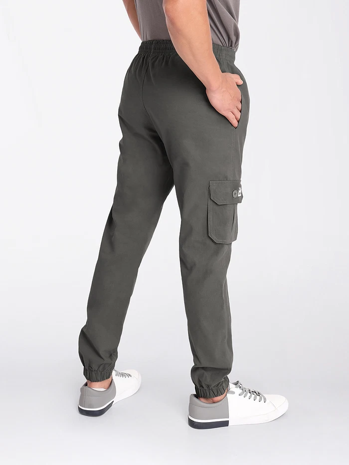 Metal Grey Cotton Cargo Joggers